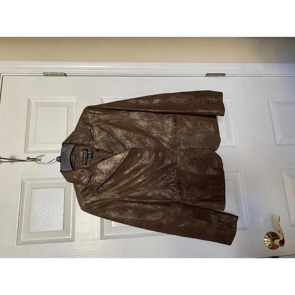 Dialogue Jackets & Blazers - Dialogue Women's Brown Metallic Blazer Jacket XS